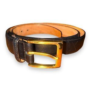 Trafalgar Black Hand Polished Cortina Leather Dress Belt 38